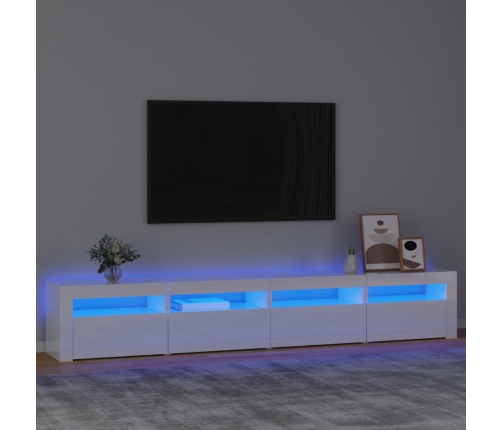 vidaXL Mueble de TV con luces LED blanco brillante 240x35x40 cm