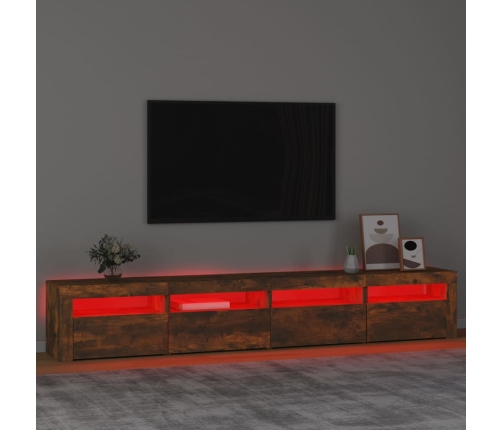 vidaXL Mueble de TV con luces LED color roble ahumado 240x35x40 cm