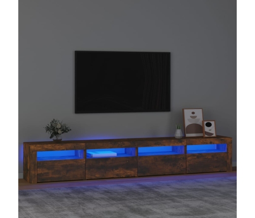 vidaXL Mueble de TV con luces LED color roble ahumado 240x35x40 cm