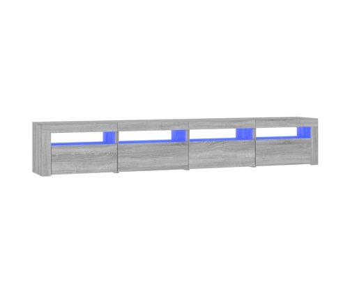 Mueble de TV con luces LED gris Sonoma 240x35x40 cm