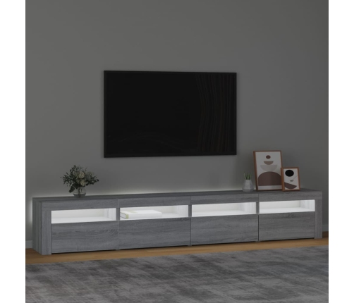 Mueble de TV con luces LED gris Sonoma 240x35x40 cm