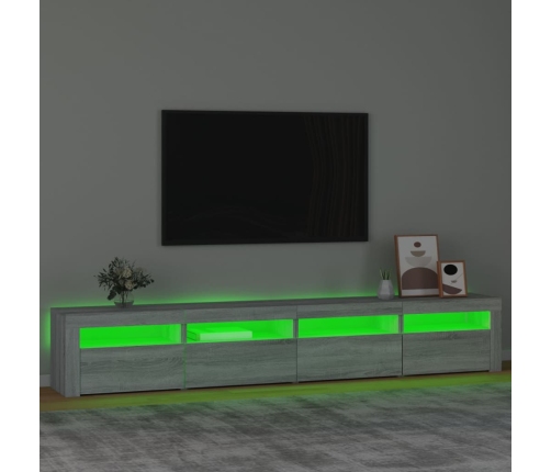 Mueble de TV con luces LED gris Sonoma 240x35x40 cm