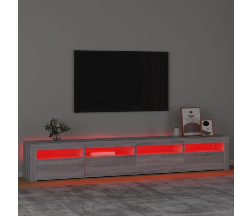 Mueble de TV con luces LED gris Sonoma 240x35x40 cm