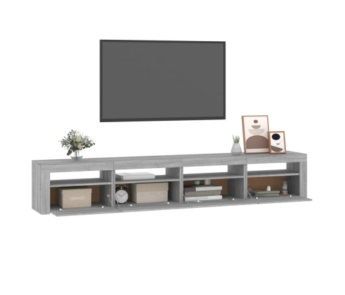 Mueble de TV con luces LED gris Sonoma 240x35x40 cm