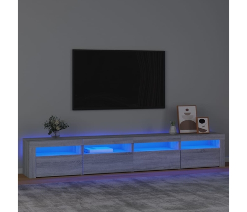 Mueble de TV con luces LED gris Sonoma 240x35x40 cm