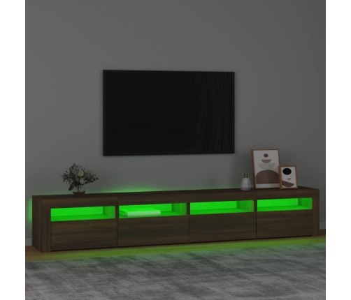 Mueble de TV con luces LED marrón roble 240x35x40 cm