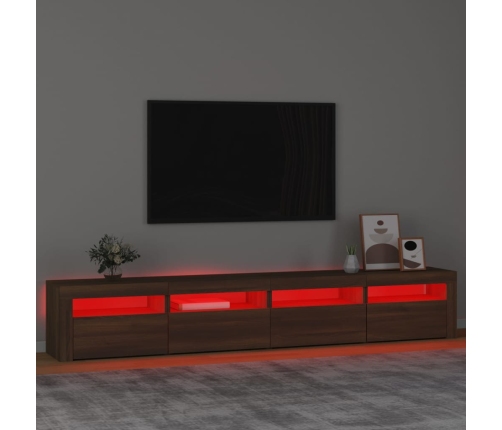 Mueble de TV con luces LED marrón roble 240x35x40 cm