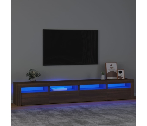 Mueble de TV con luces LED marrón roble 240x35x40 cm