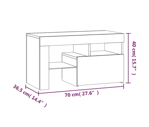 Mesitas de noche con luces LED 2 uds blancas 70x36,5x40cm