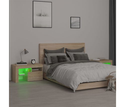 vidaXL Mesitas de noche con luces LED 2 uds roble Sonoma 70x36,5x40cm