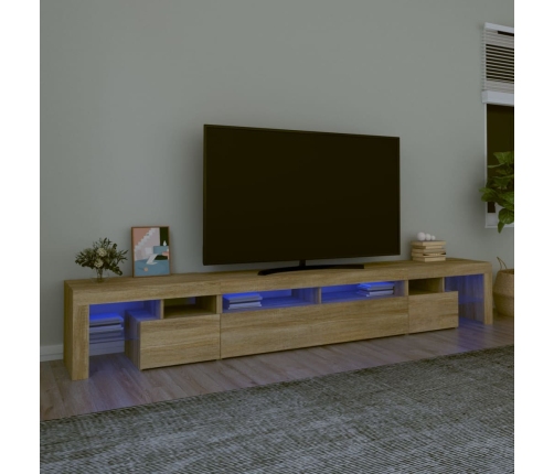 Mueble de TV con luces LED roble Sonoma 260x36,5x40 cm