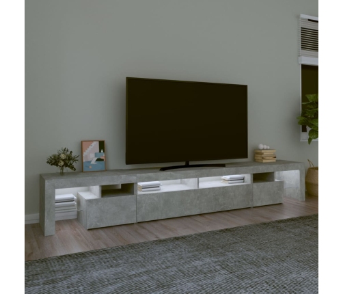 Mueble de TV con luces LED gris hormigón 260x36,5x40 cm