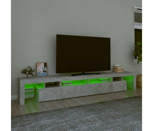 Mueble de TV con luces LED gris hormigón 260x36,5x40 cm