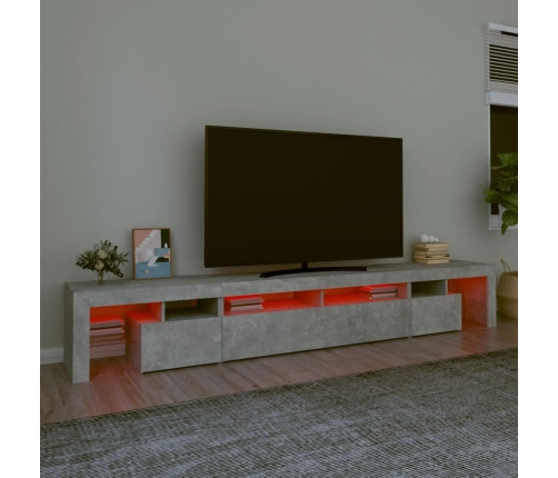 Mueble de TV con luces LED gris hormigón 260x36,5x40 cm