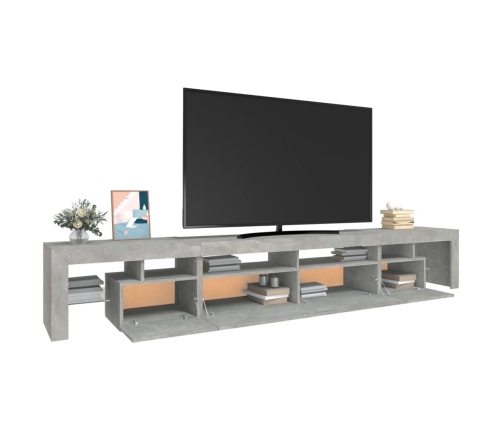 Mueble de TV con luces LED gris hormigón 260x36,5x40 cm