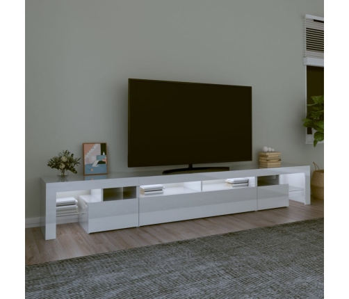 Mueble de TV con luces LED blanco brillante 260x36,5x40 cm