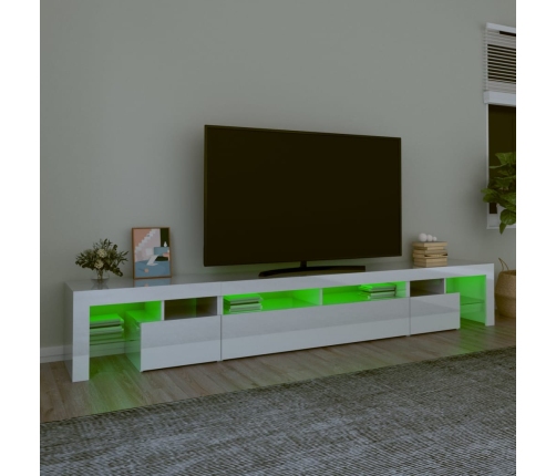 Mueble de TV con luces LED blanco brillante 260x36,5x40 cm