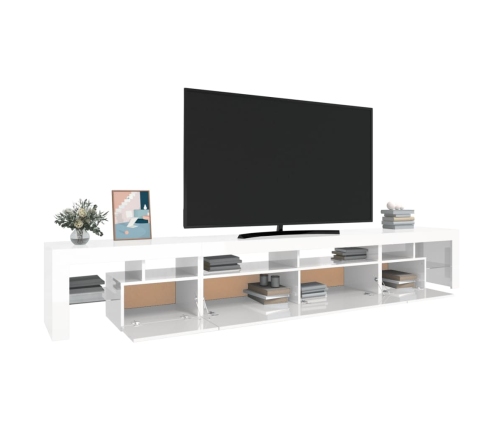 Mueble de TV con luces LED blanco brillante 260x36,5x40 cm