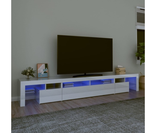 Mueble de TV con luces LED blanco brillante 260x36,5x40 cm