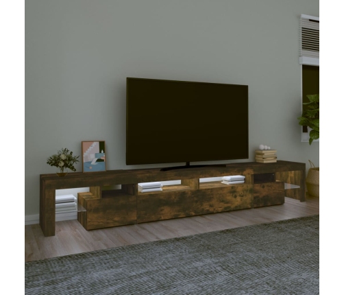 Mueble de TV con luces LED color roble ahumado 260x36,5x40 cm