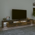 Mueble de TV con luces LED color roble ahumado 260x36,5x40 cm