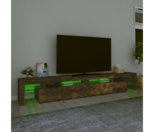 Mueble de TV con luces LED color roble ahumado 260x36,5x40 cm