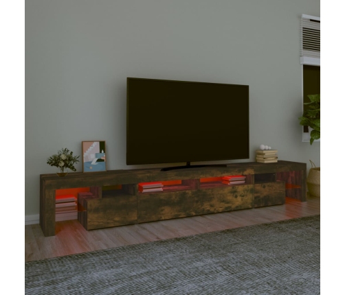 Mueble de TV con luces LED color roble ahumado 260x36,5x40 cm