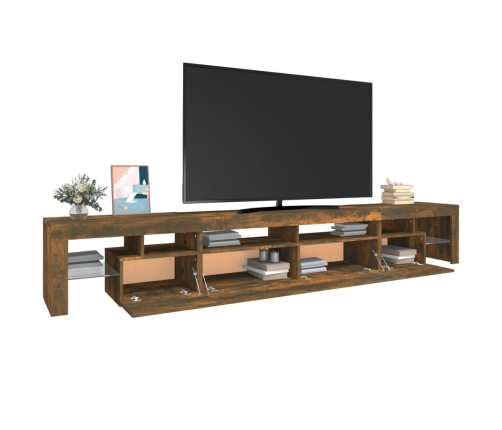 Mueble de TV con luces LED color roble ahumado 260x36,5x40 cm