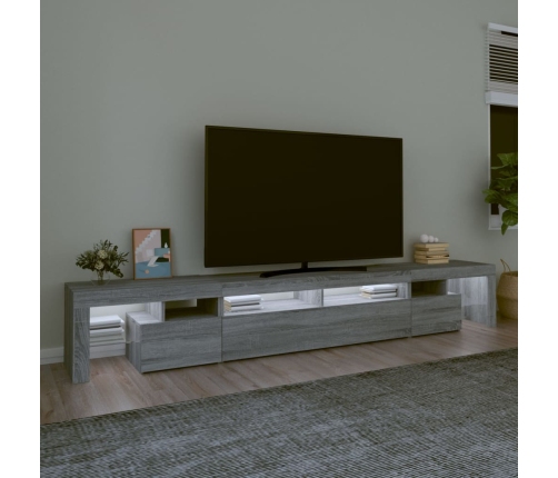 vidaXL Mueble de TV con luces LED gris Sonoma 260x36,5x40 cm