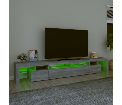 vidaXL Mueble de TV con luces LED gris Sonoma 260x36,5x40 cm