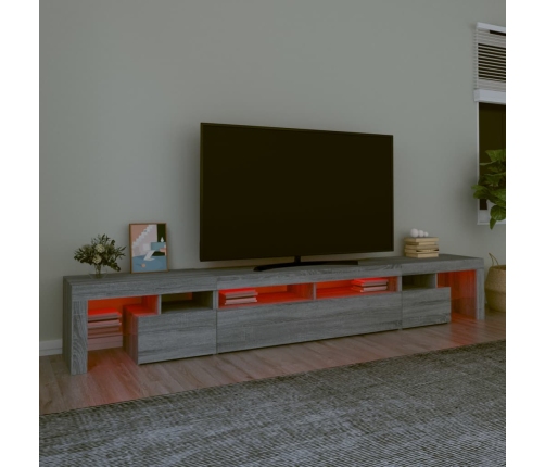 vidaXL Mueble de TV con luces LED gris Sonoma 260x36,5x40 cm