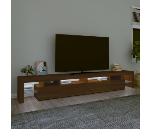 Mueble de TV con luces LED marrón roble 260x36,5x40 cm