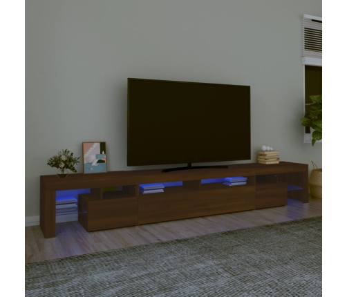 Mueble de TV con luces LED marrón roble 260x36,5x40 cm