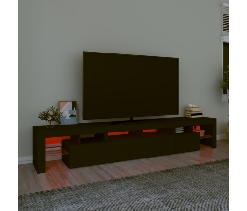 vidaXL Mueble de TV con luces LED Negro 230x36,5x40 cm