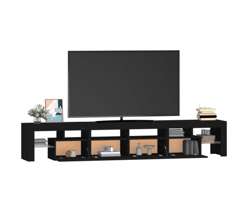 vidaXL Mueble de TV con luces LED Negro 230x36,5x40 cm