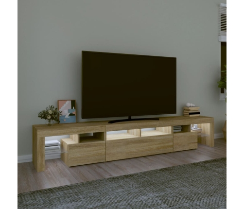 Mueble de TV con luces LED roble Sonoma 230x36,5x40 cm