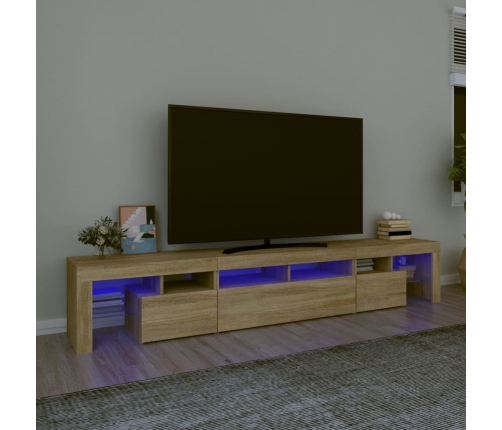 Mueble de TV con luces LED roble Sonoma 230x36,5x40 cm