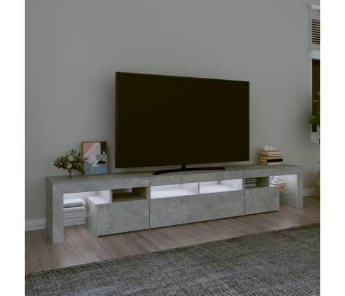 Mueble de TV con luces LED gris hormigón 230x36,5x40 cm