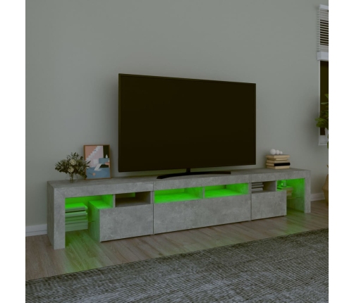 Mueble de TV con luces LED gris hormigón 230x36,5x40 cm