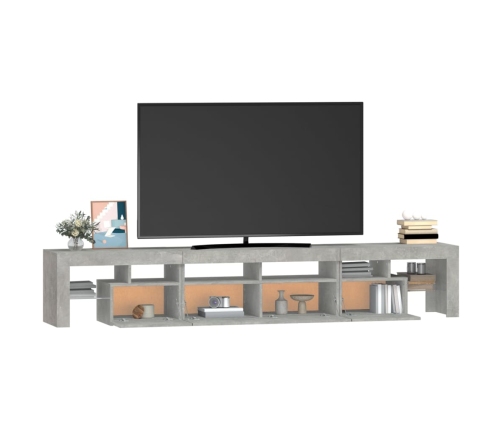 Mueble de TV con luces LED gris hormigón 230x36,5x40 cm