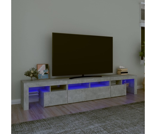 Mueble de TV con luces LED gris hormigón 230x36,5x40 cm