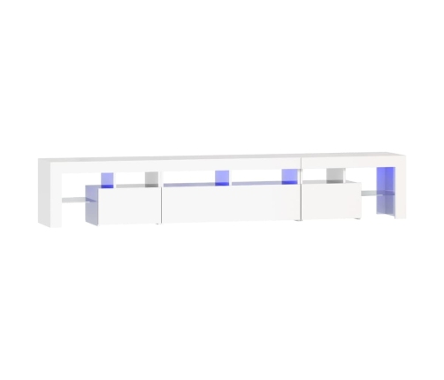 Mueble de TV con luces LED blanco brillante 230x36,5x40 cm