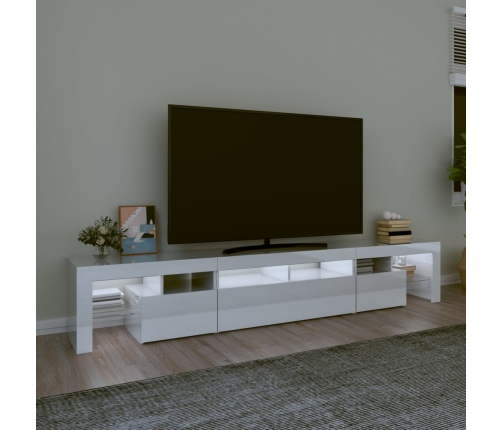 Mueble de TV con luces LED blanco brillante 230x36,5x40 cm