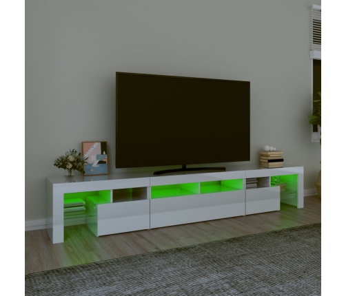 Mueble de TV con luces LED blanco brillante 230x36,5x40 cm