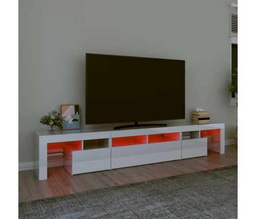 vidaXL Mueble de TV con luces LED blanco brillante 230x36,5x40 cm