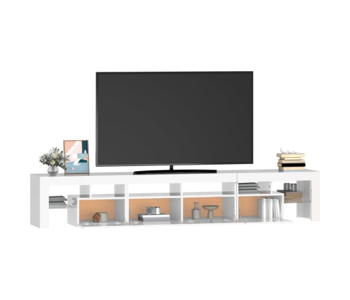 Mueble de TV con luces LED blanco brillante 230x36,5x40 cm