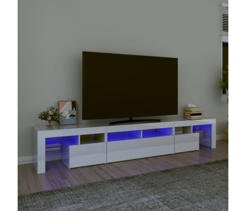 vidaXL Mueble de TV con luces LED blanco brillante 230x36,5x40 cm