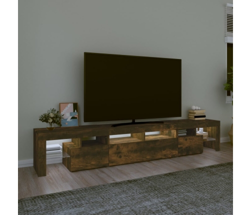 vidaXL Mueble de TV con luces LED color roble ahumado 230x36,5x40 cm