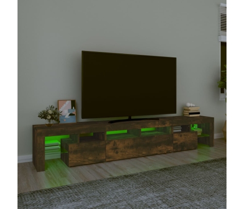 Mueble de TV con luces LED color roble ahumado 230x36,5x40 cm