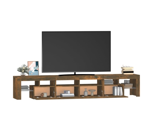 Mueble de TV con luces LED color roble ahumado 230x36,5x40 cm